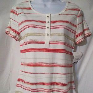 Women's S Croft & Barrow Henley Striped Classic Tee